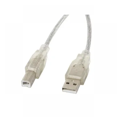 Lanberg-Kabel USB-A 2.0 auf USB-B Stecker/Stecker mit Ferrit, 1,8 m, transparent