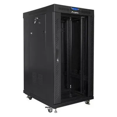 Lanberg Free-standing cabinet 19 inches 22U glass doors LCD (flat pack) v2 black