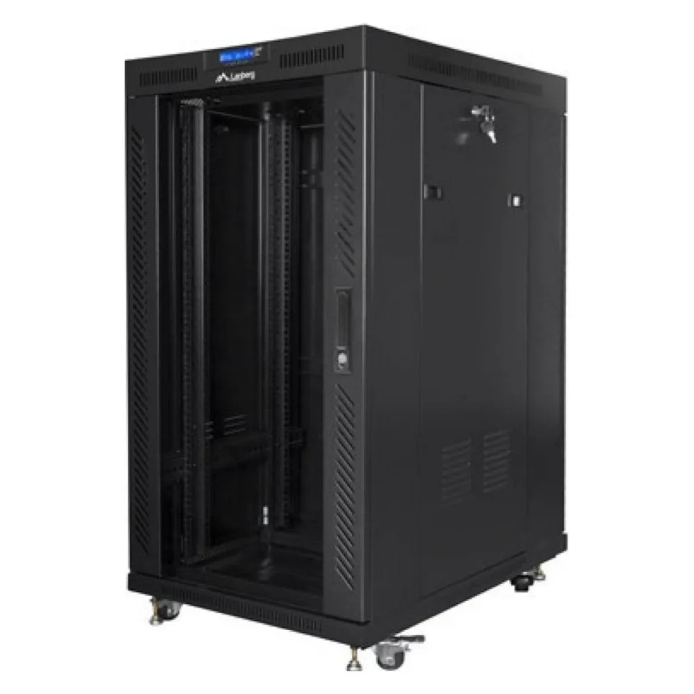 Lanberg Free-standing cabinet 19 inches 22U glass doors LCD (flat pack) V2 black