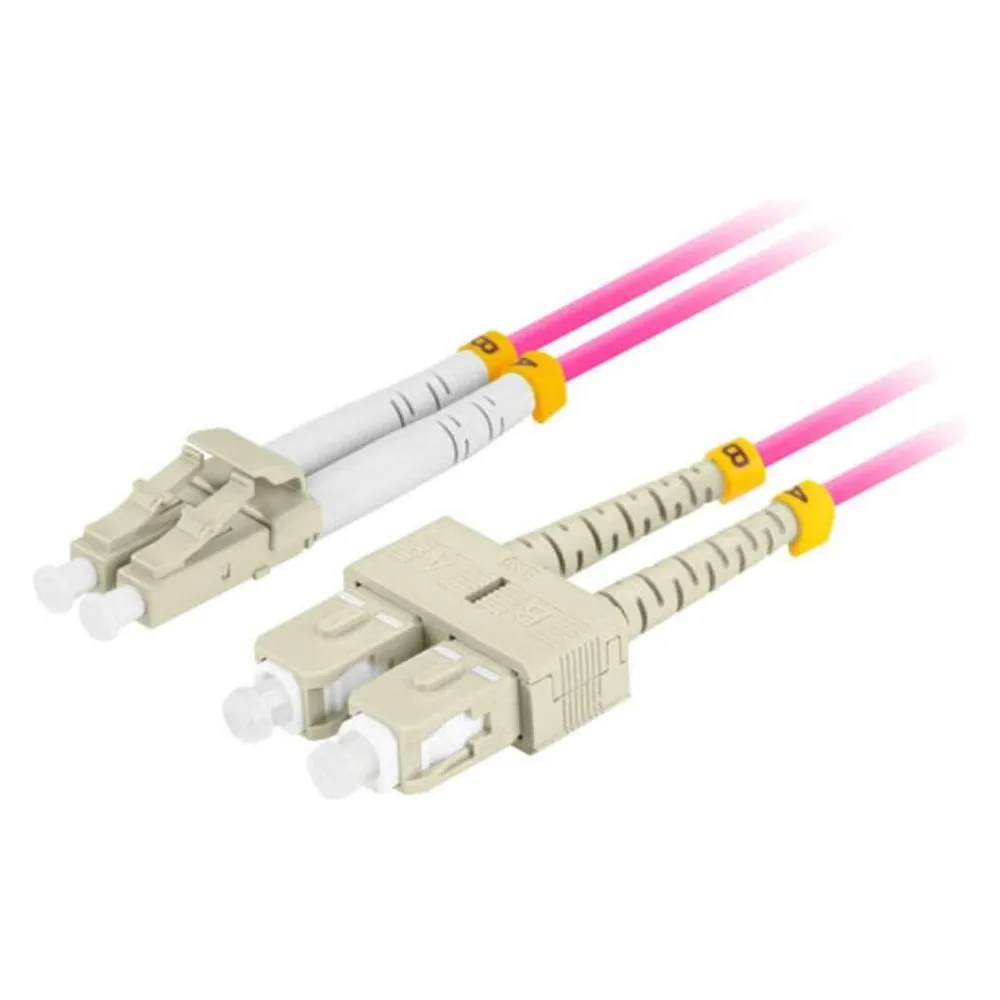 Lanberg Patchcord światłowodowy MM LC/UPC-SC/UPC DUPLEX OM4 50/125 LSZH fioletowy (1 m)
