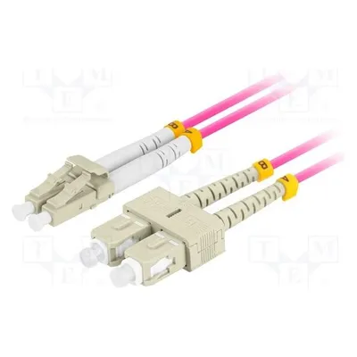 Lanberg Patchcord światłowodowy MM LC/UPC-SC/UPC DUPLEX OM4 50/125 LSZH fioletowy (5 m)