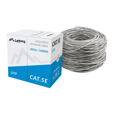 Lanberg RJ45 Cat5e UTP Rigid CCA Geflochtenes Netzwerkkabel, Rolle, 305 m, Grau