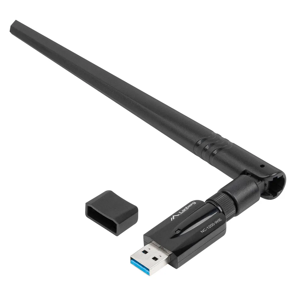 Internes WLAN USB Adapter Realtek RTL8812BU 1200 Mbit/s Dualband 2x2 Antenne Schwarz