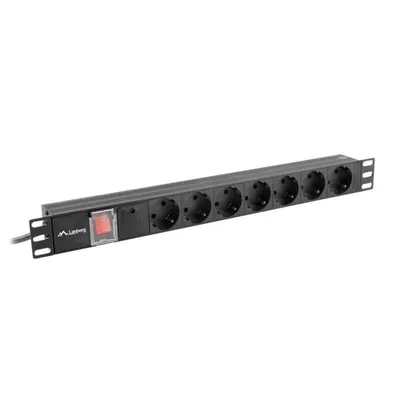 Steckdosenleiste Lanberg PDU-07F-0200-IEC-BK 7 Steckplätze Schutz Schalter 1U Rack