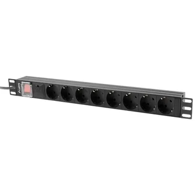 Steckdosenleiste Lanberg PDU-08F-0200-BK 8 Steckplätze Schutz Schalter Rackmontage