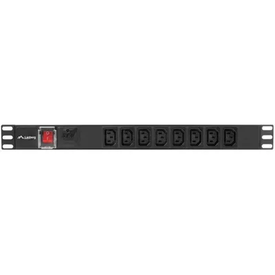 Steckdosenleiste Lanberg PDU-08I-0200-C20-BK 8 Steckplätze Schutz Schalter Aluminium Rack