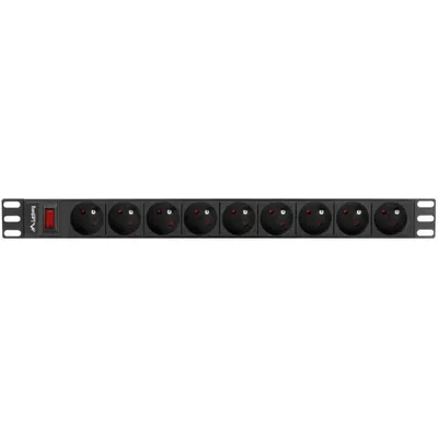 Steckdosenleiste Lanberg PDU-09E-0300-BK 9 Steckplätze Schutz Schalter LED Aluminium