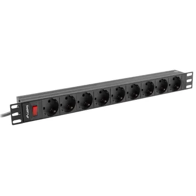 Steckdosenleiste Lanberg PDU-09F-0300-BK 9 Steckplätze Schalter Schutz Aluminium Rack