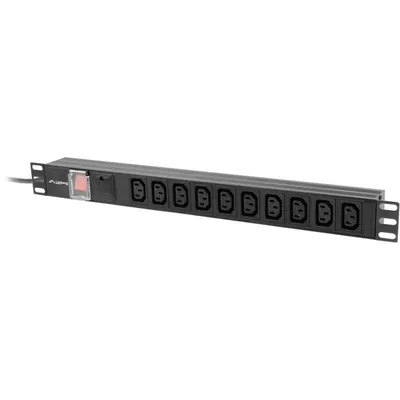 Steckdosenleiste Lanberg PDU-10I-0200-IEC-BK 10 Steckplätze Überspannungsschutz Schalter Aluminium
