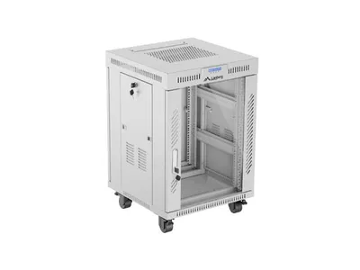 Rack Schrank Lanberg FF01-6615-12SL 15U 1200 kg Grau IP20 mit Türschloss und Rollen