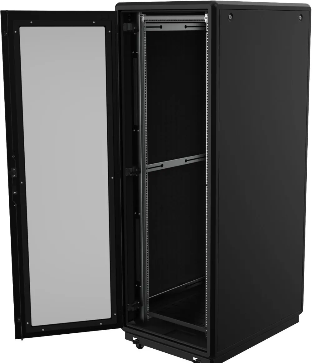 Rackschrank Lanview RDLAK26U758BL 26U 600x750 mm Glastür Schwarz
