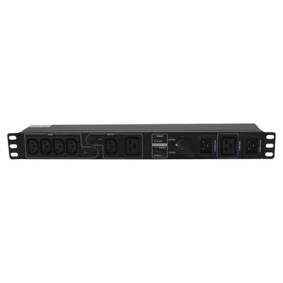 Lapara Wartungs-Bypass-Schalter und Schuko-Steckdosenleiste für 19-Zoll-Rack, Schwarz