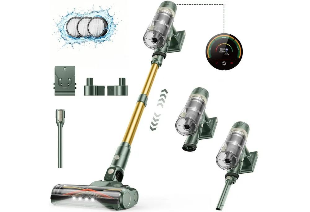 Laresar Akku-Hand-und Stielstaubsauger 95000Pa Akkustaubsauger, 850 W Akku Staubsauger, Akkusauger Kabelloser, 850 W, 95 kPa, 75 Minuten Laufzeit, Abnehmbarer Akku