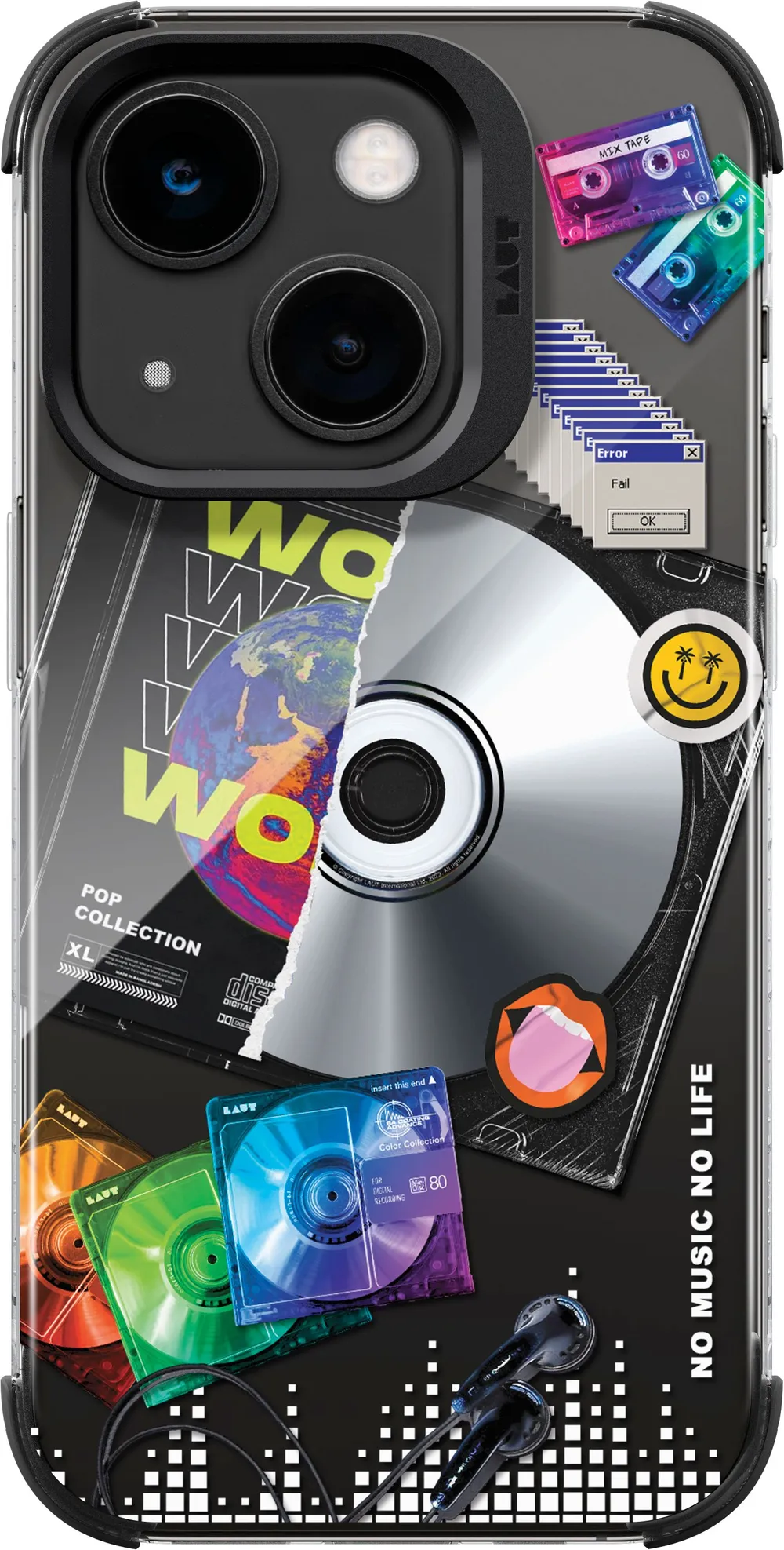 LAUT Pop Retro Music Case für iPhone 15/14/13, Transparent