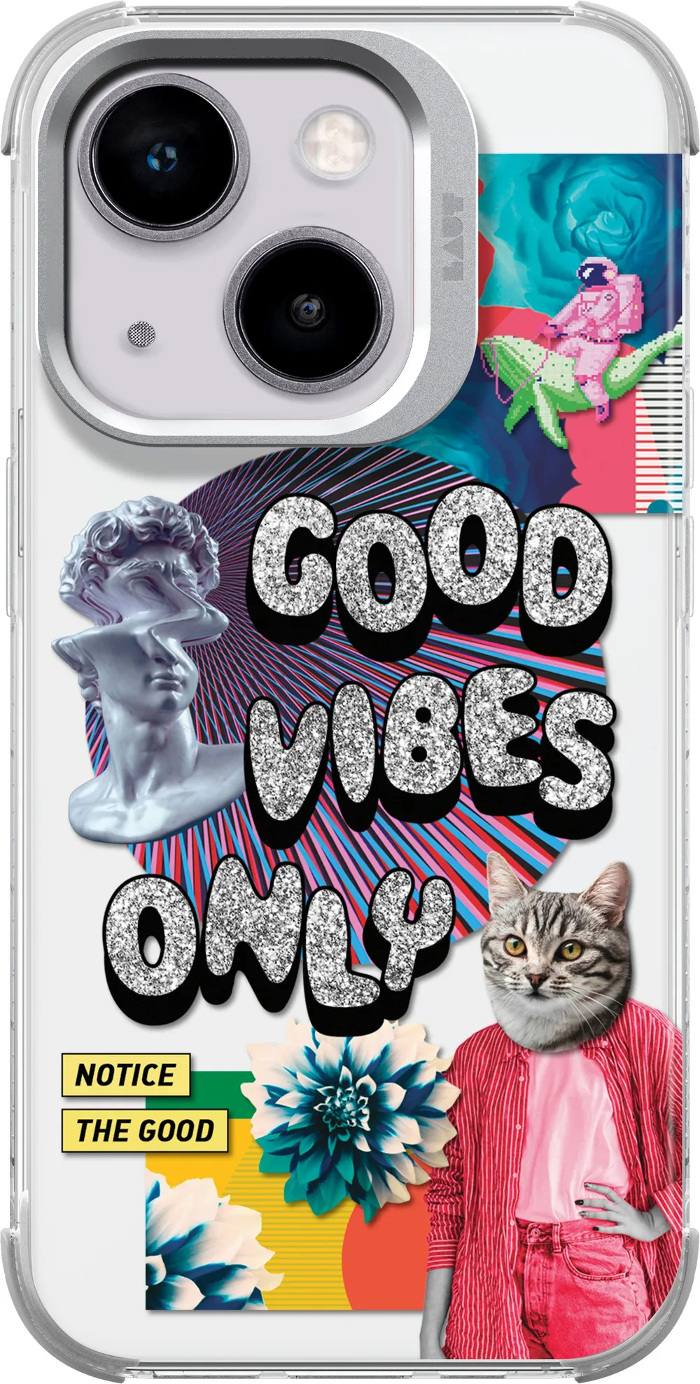 LAUT Pop Glitch Case für iPhone 15 Pro, Transparent