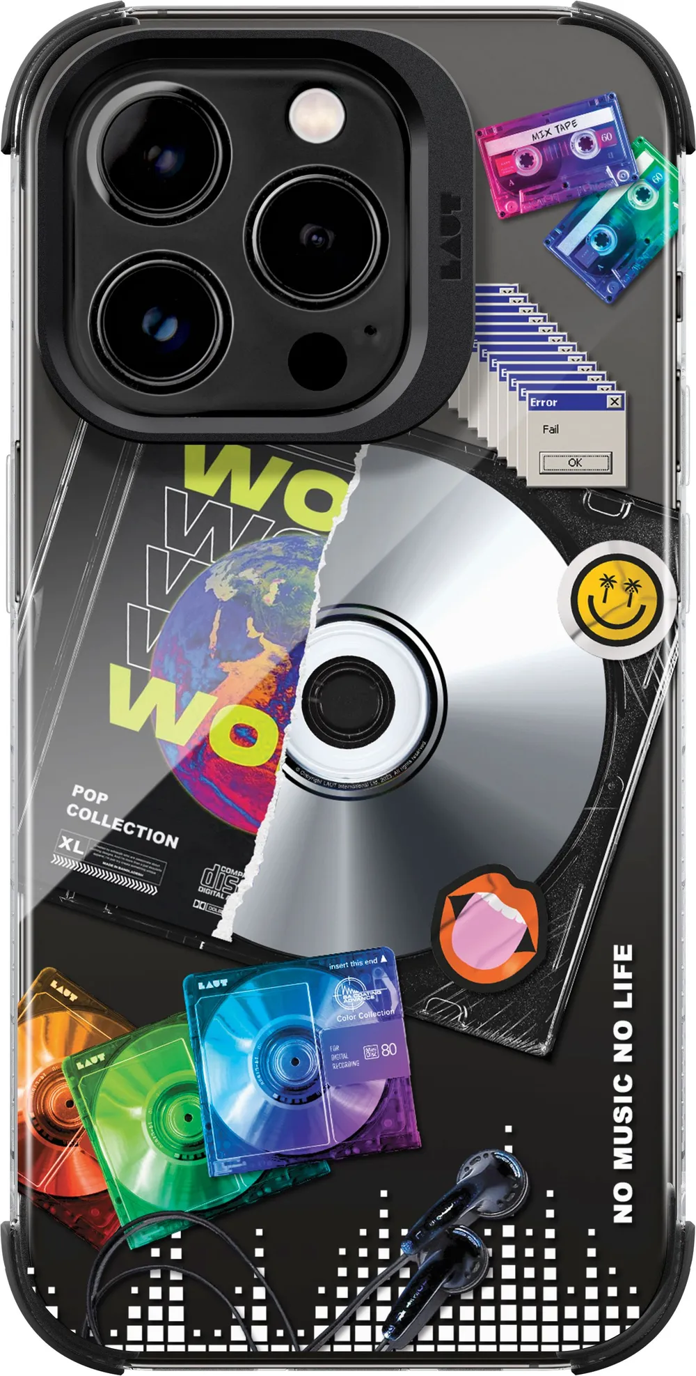 LAUT Pop Retro Music Case für iPhone 15 Pro, Transparent