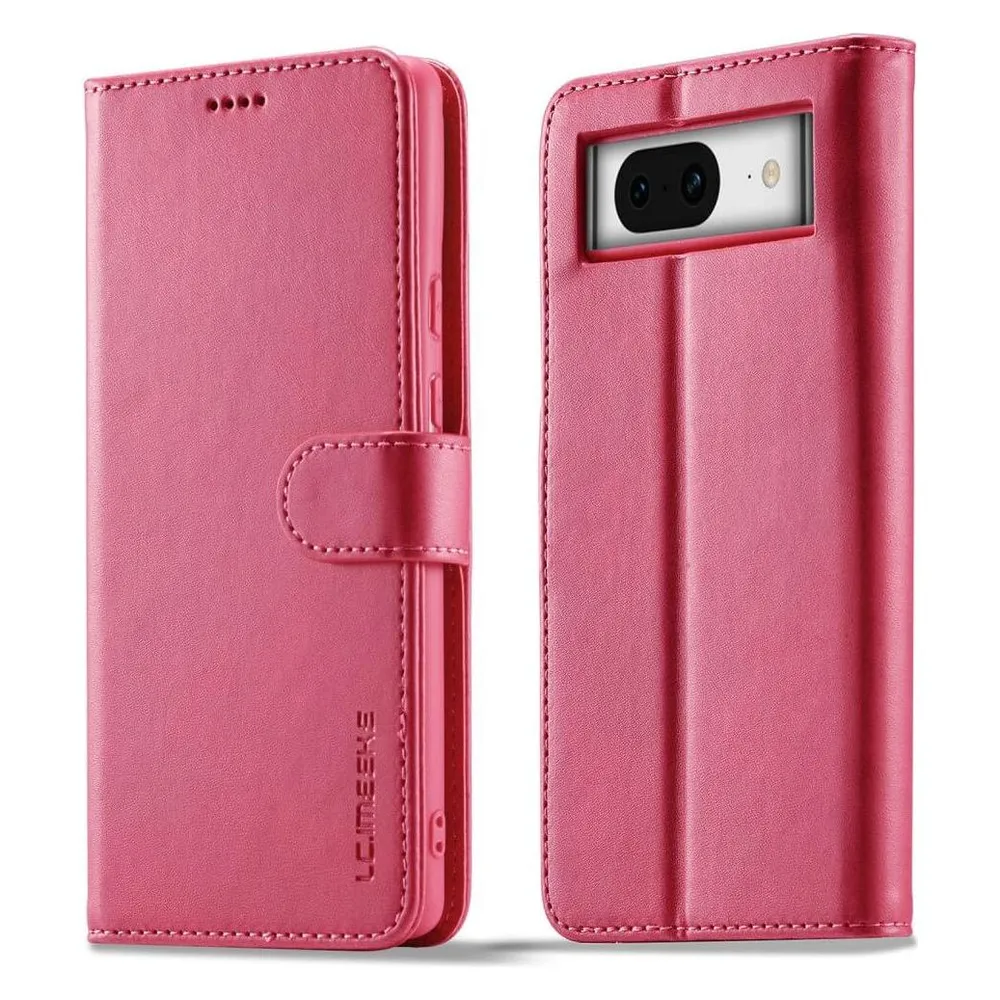 LC.Imeeke Google Pixel 8 - Leder Etui Hülle pink
