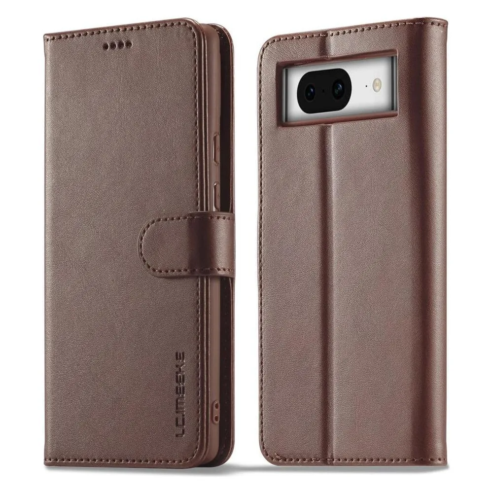 LC.Imeeke Google Pixel 8 - Leder Etui Hülle dunkelbraun
