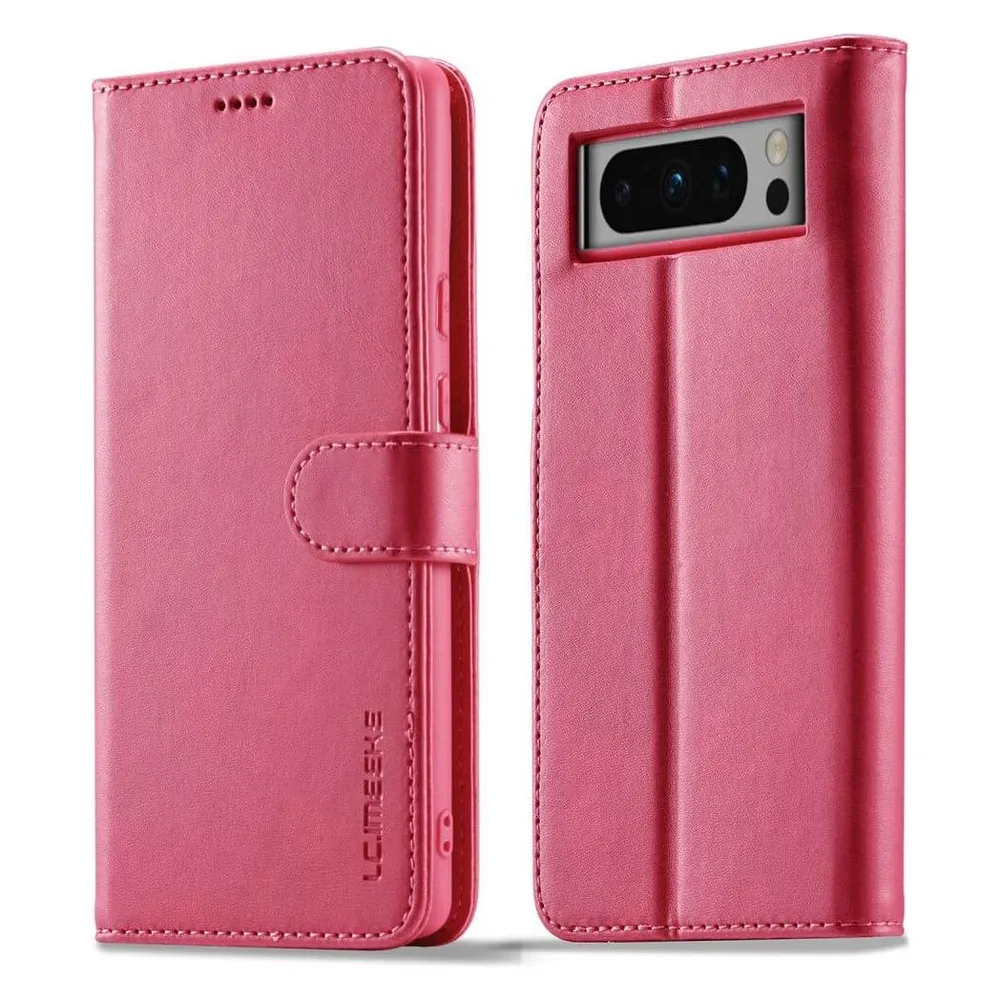LC.Imeeke Google Pixel 8 Pro - Leder Etui Hülle pink