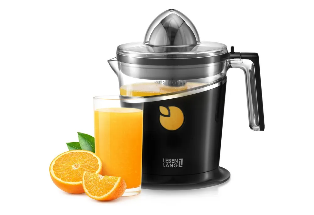 Lebenlang Zitruspresse elektrische Saftpresse mit 800ml Fassungsvermögen -Zitronen&Orangen, 40 W, BPA-Frei - Einstellbare Fruchtfleischkontrolle - Edles Design