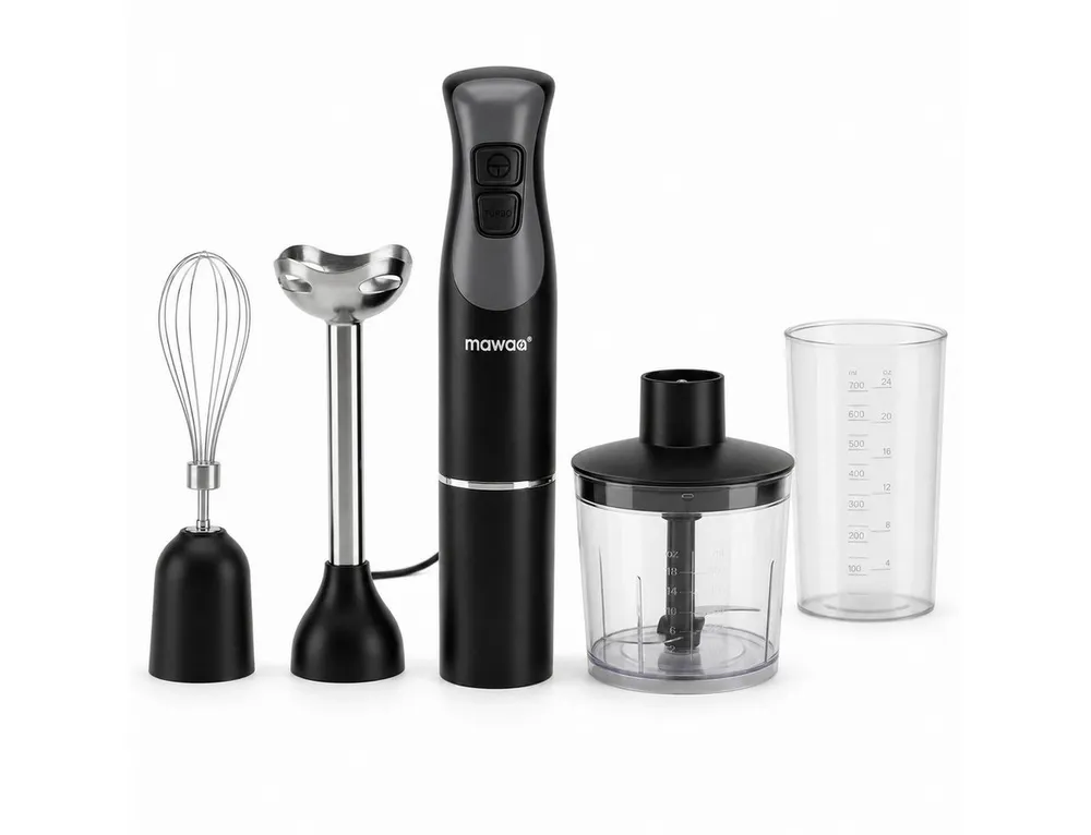 LEFEX Stabmixer mawaa Stabmixer 3in1 Set Pürierstab Schneebesen Schwarz, 250 W