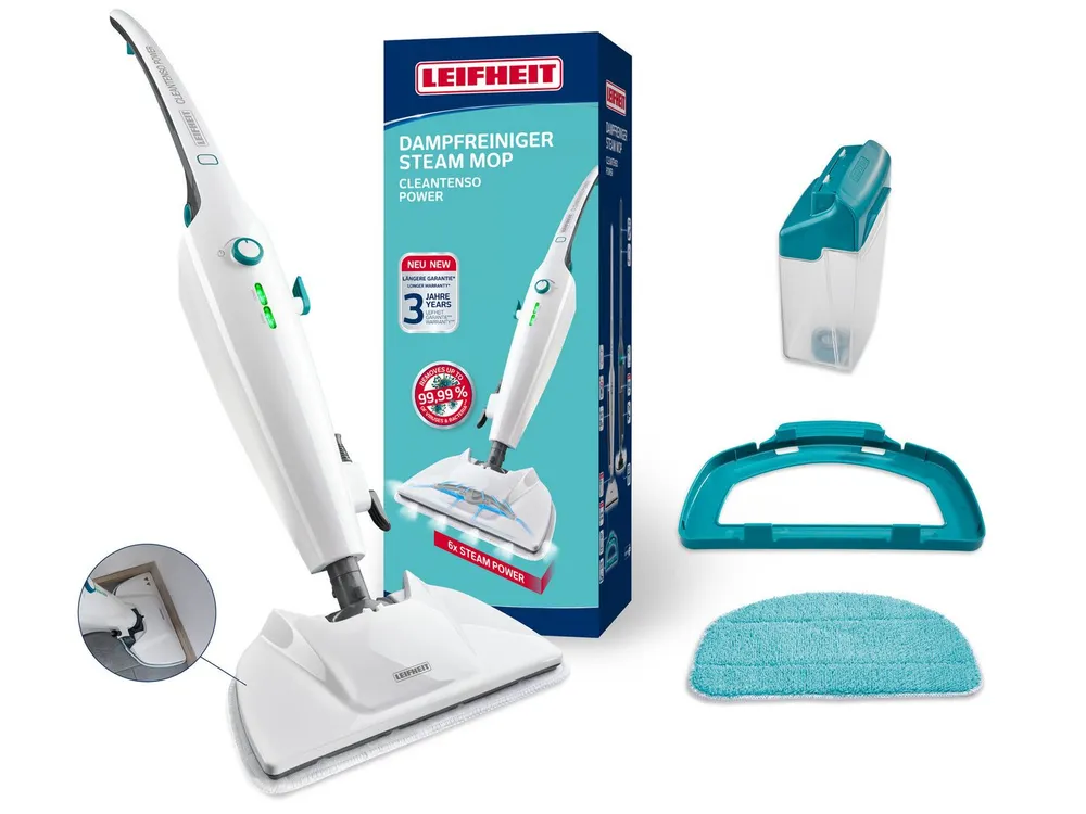 Leifheit Dampfreiniger Dampfreiniger CleanTenso Power, 1300 W, 6 Power-Steam-Düsen, bis zu 50 Minuten Nutzung, Mikrofaser Wischpad