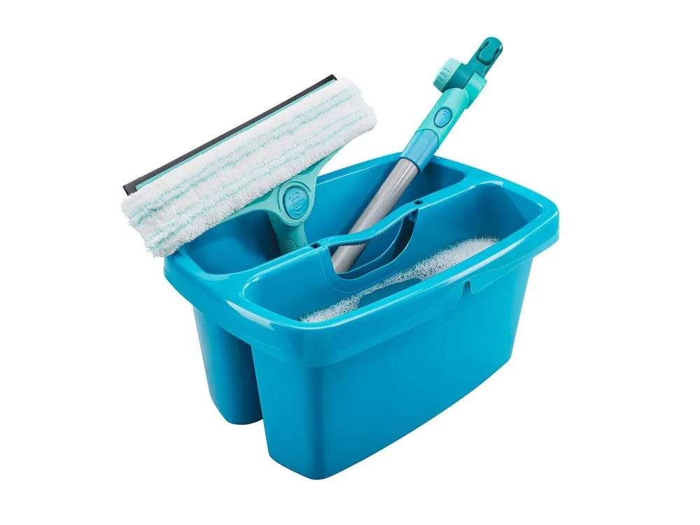 Leifheit Fensterreiniger Set Fensterreinigung 4in1 FlexReach Complete, (4-St) 32 cm Abziehlippe. 4in1 Anwendung, 43 cm Stiel, reinigt Rahmen