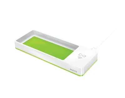Schreibtisch-Ladegerät Leitz WOW mit induktiver Ladung Grün und Weiß USB