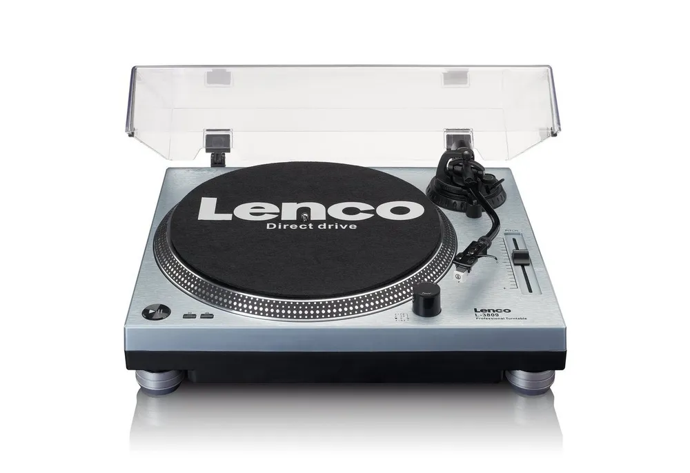 Lenco L-3809ME Plattenspieler (Direktantrieb, USB/PC-Encoding, Pitch Control & Phono-Vorverstärker inkl. Staubschutz)
