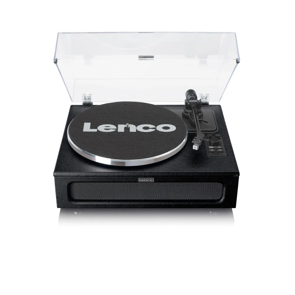 Lenco LS-430BK - Plattenspieler Mit 4 Eingebauten Lautsprechern Kunstleder schwarz