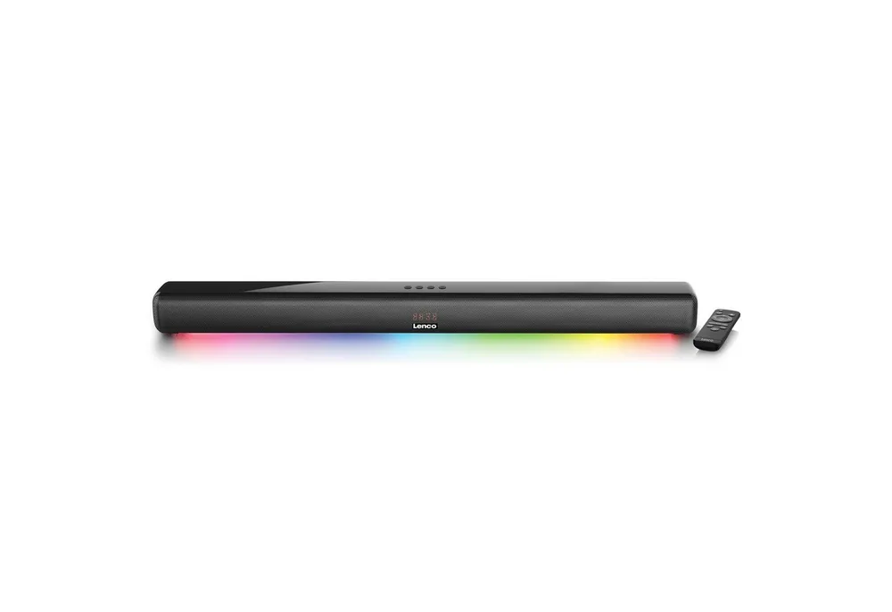 Lenco SB-042LEDBK Soundbar 2.0 (Bluetooth, 40 W, 10m Bluetooth-Reichweite, AUX & HDMI Anschluss inkl. Fernbedienung)
