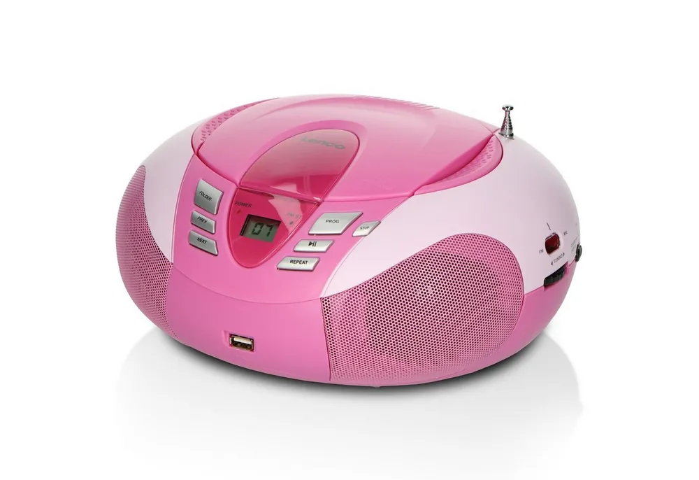 Lenco SCD-37 USB Pink UKW-Radio (FM, 3 W, USB- & AUX-Eingang, flexibel mit Strom- oder Batteriebetrieb in Pink)