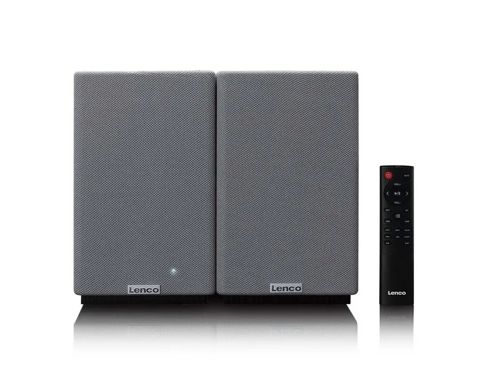 Lenco SPB-240BKGY Lautsprecher 2.0 (Bluetooth®, Bluetooth, USB, optischer Eingang. Flexibel für jedes Setup nutzen)