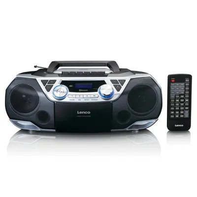 Lenco Scd-720si – Tragbare Boombox mit Dab+/FM-Radio, Bluetooth®, CD, Kassettenrekorder und USB-Player – Silber