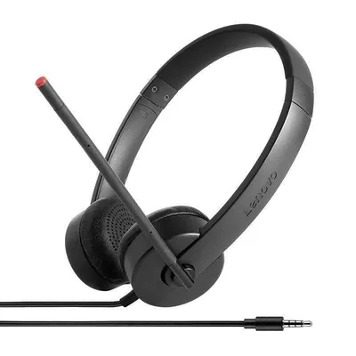 Auriculares Lenovo Stereo Analog mit Kabel 3,5 mm für Büro und Callcenter Schwarz