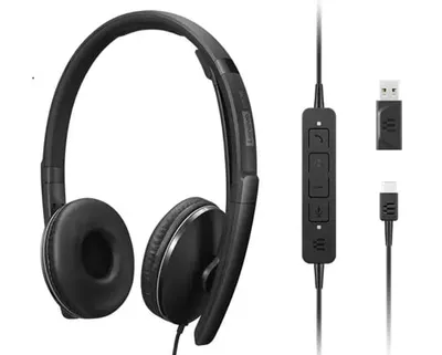 Lenovo 4XD1M39029 Headset mit USB-C-Kabel, Mikrofon und Geräuschunterdrückung, schwarz