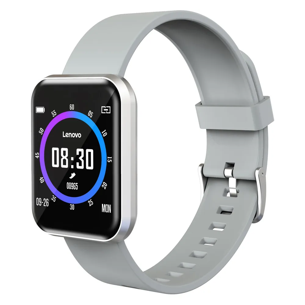 Lenovo E1 Pro Bluetooth 44mm TFT Silber Silikonarmband Wasserdicht 3ATM+IP68 SpO2 Pulsmesser