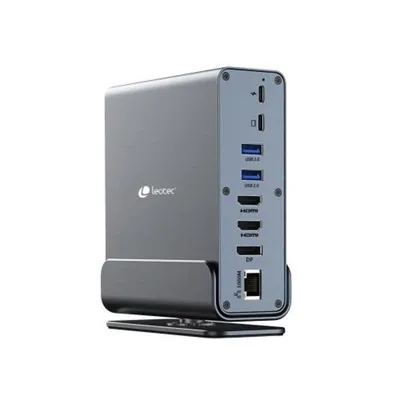 Docking Station Leotec Multiport 15 Ports Grau USB 3.2 USB-C HDMI RJ45 Plug and Play