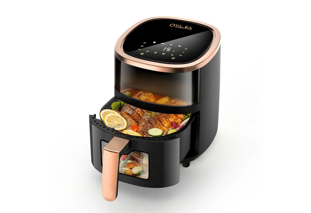 LETGOSPT Heißluftfritteuse Heißluftfritteuse 6L mit Sichtfenster Airfyer 1 kg Fassungsvermögen, 1800,00 W, bis 200°C, 8 Programme Heissluftfritteuse Easy Air Fryer Braten Rösten