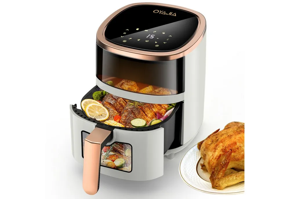 LETGOSPT Heißluftfritteuse Heißluftfritteuse 6L mit Sichtfenster Airfyer 1 kg Fassungsvermögen, 1800,00 W, bis 200°C, 8 Programme Heissluftfritteuse Easy Air Fryer Braten Rösten