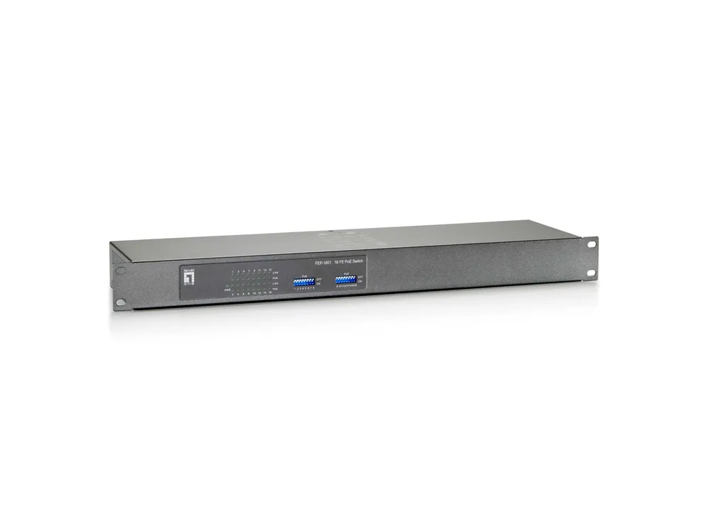Switch LevelOne FEP-1601 16 Ports Fast Ethernet PoE Rack-Montage