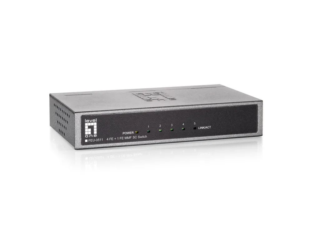 Switch LevelOne FSW-0513 Fast Ethernet 4x RJ-45 10/100Mbps 1x SC/ST Fiber Metallgehäuse
