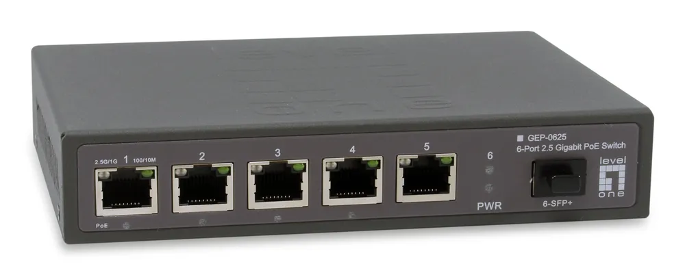 Switch LevelOne GEP-0625 5 Ports 2.5G PoE+ 1 SFP+ Lüfterlos Unmanaged