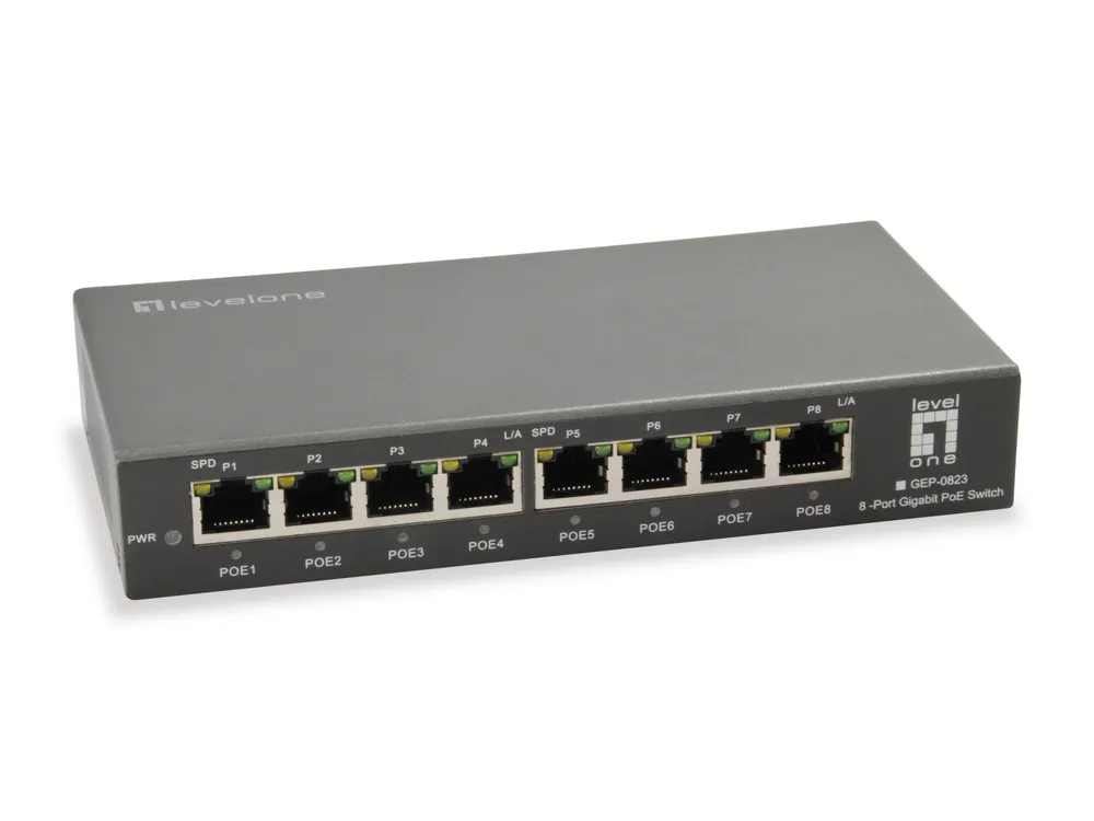 LevelOne GEP-0823 8-Port Gigabit PoE Switch Schwarz