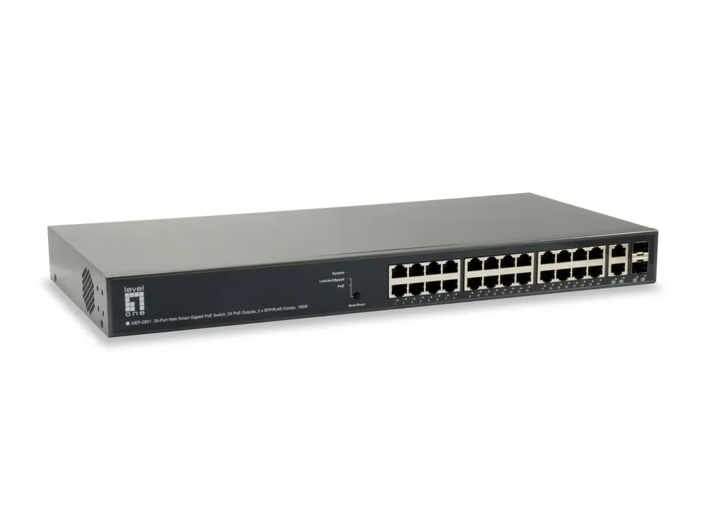 Switch Level One GEP-2651 L3 24 Ports Gigabit Ethernet PoE Rack-Montage