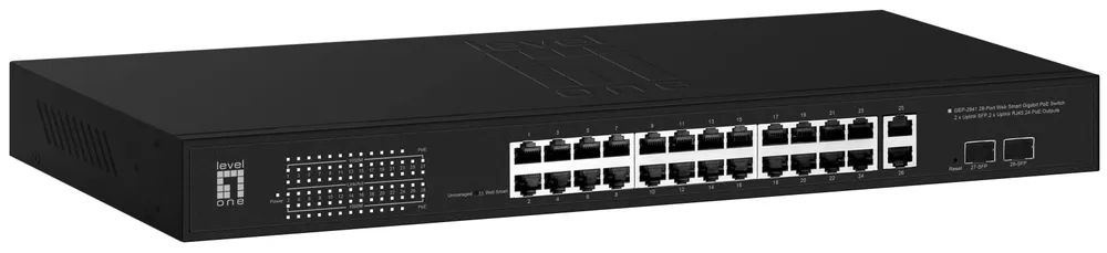 Switch LevelOne GEP-2841 Managed 24 Ports Gigabit PoE 2 SFP Rack 1U 375W