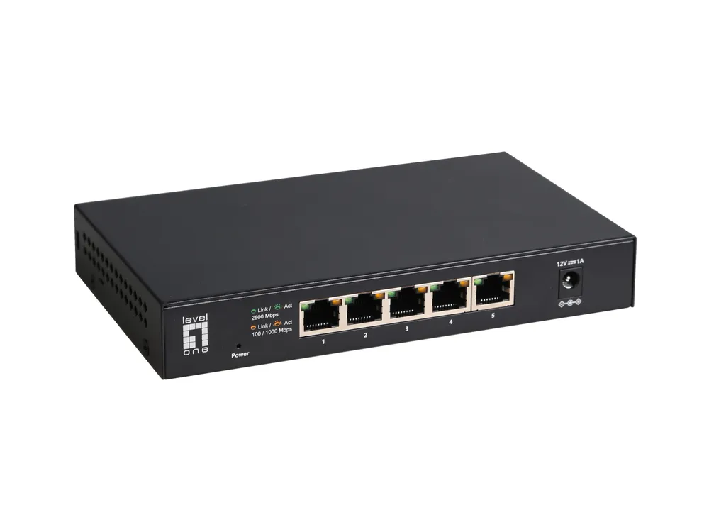 Switch LevelOne GEU-0525 5 Ports 2.5G Ethernet Lüfterlos Wandmontage