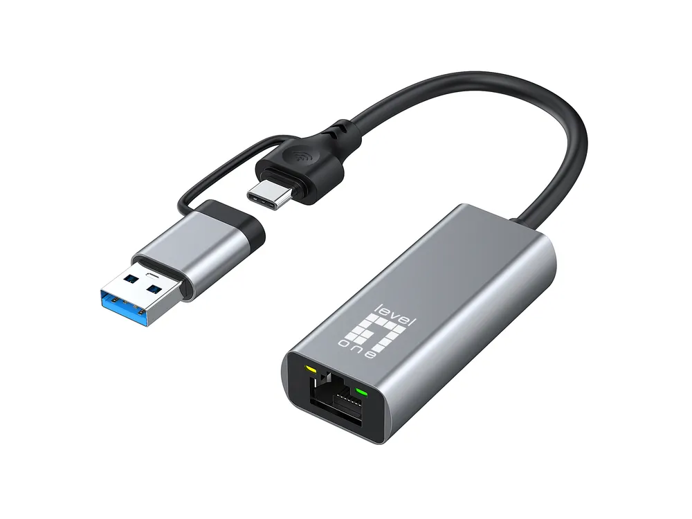 Tarjeta de Red LevelOne USB-0423 USB Type-A/USB Type-C 2,5 Gbps Plug and Play Gris