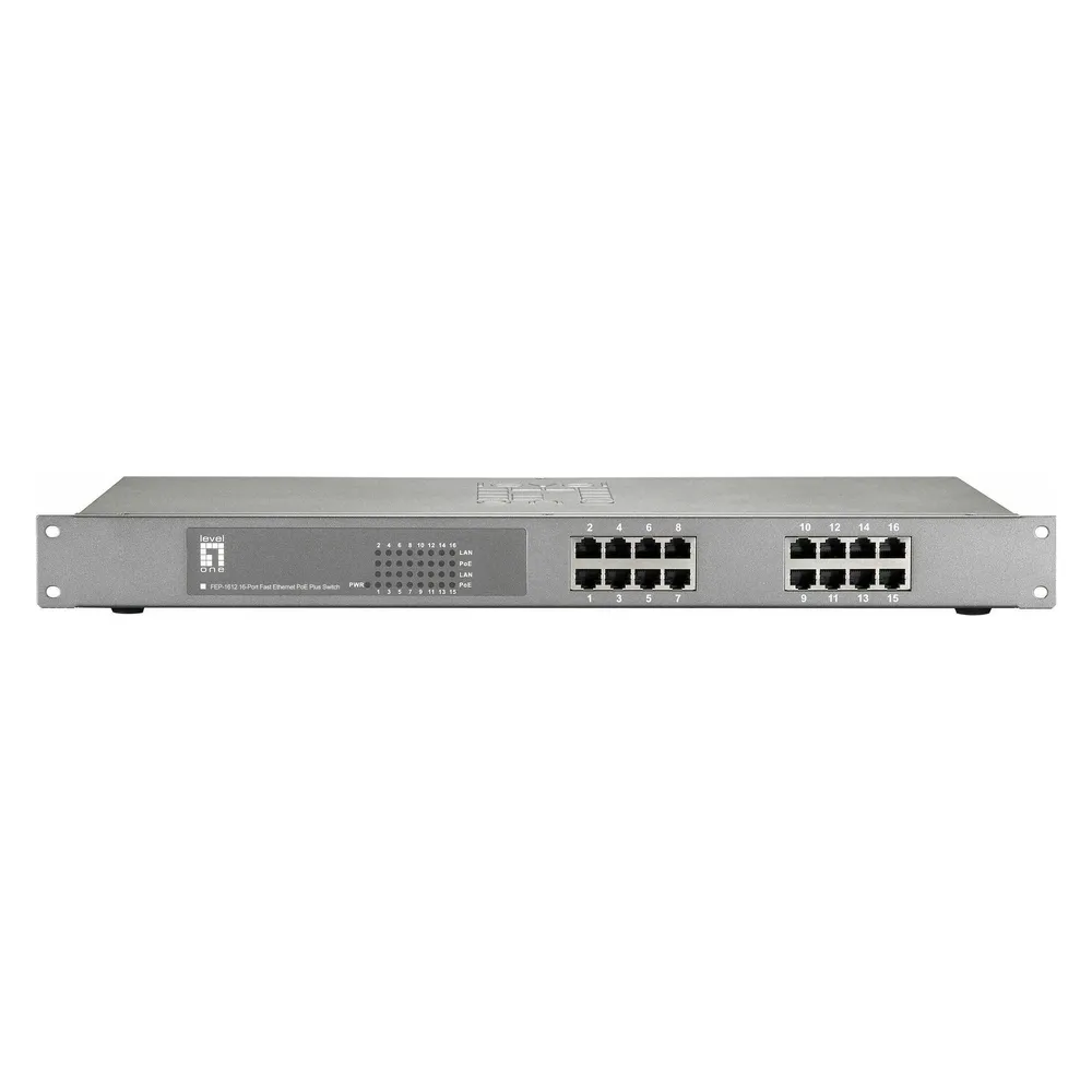 LevelOne FEP-1612W120 16-Port Fast Ethernet PoE Switch 802.3at PoE+ 120W