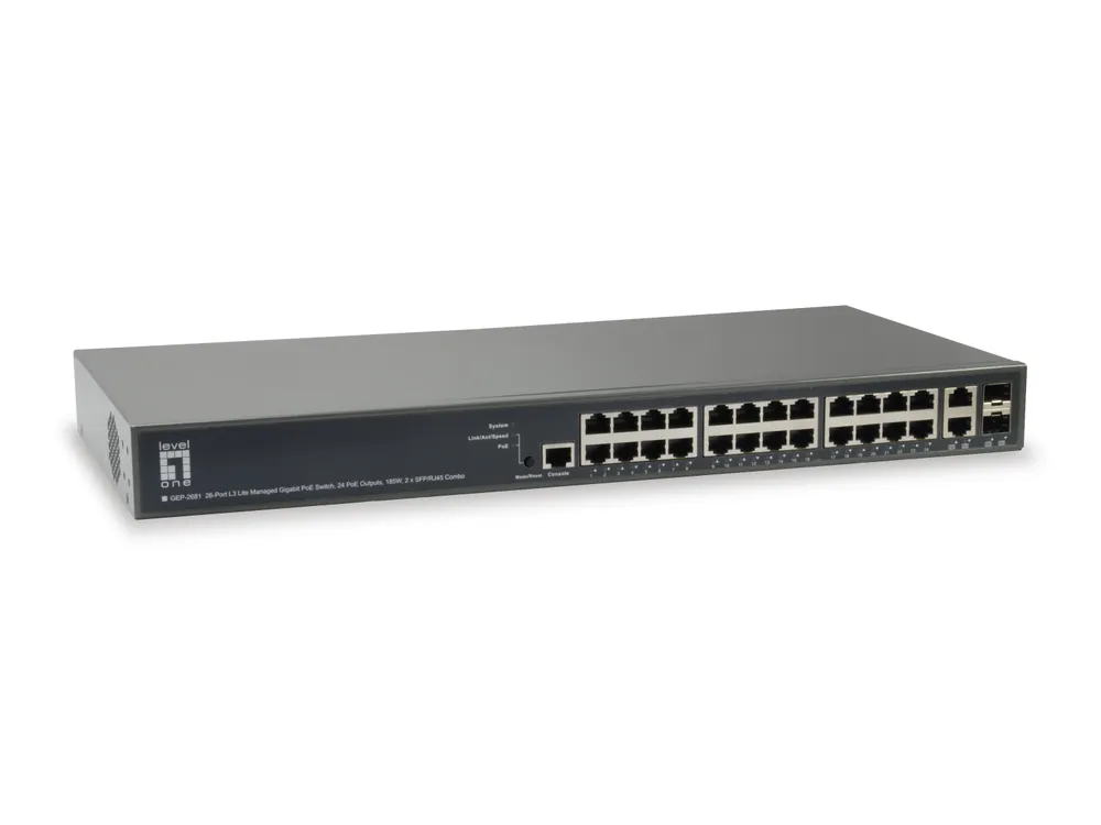 Switch LevelOne GEP-2681 Managed L3 24 Ports Gigabit Ethernet PoE Rack-Montage